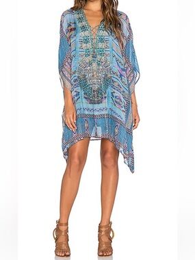 Camilla Lace Up Mini Caftan in Stitch of the Condor